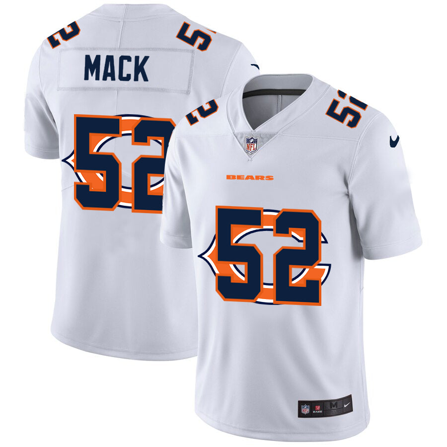 Custom Bears 52 Khalil Mack White Shadow Logo Limited Jersey