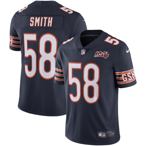 Custom Bears 58 Roquan Smith Navy NFL 100th Season Vapor Untouchable Limited Jersey