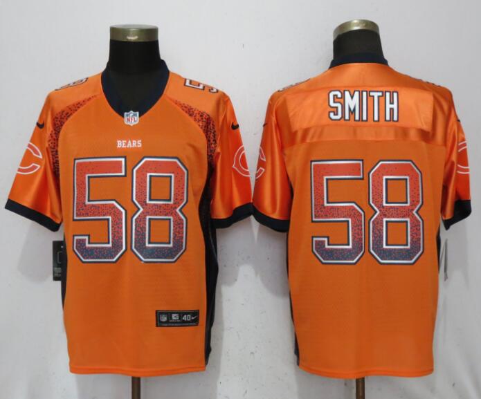 Custom Bears 58 Roquan Smith Orange Drift Fashion Elite Jersey