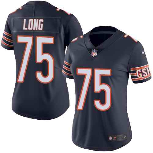 Custom Bears 75 Kyle Long Navy Women Color Rush Limited Jersey