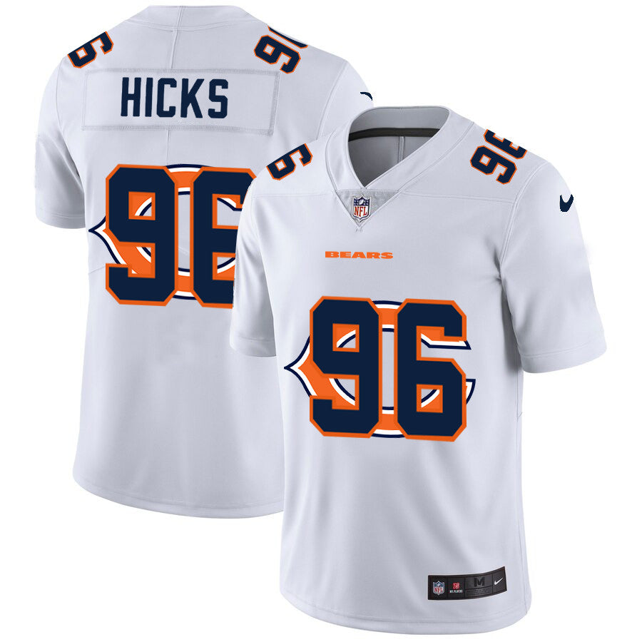 Custom Bears 96 Akiem Hicks White Shadow Logo Limited Jersey
