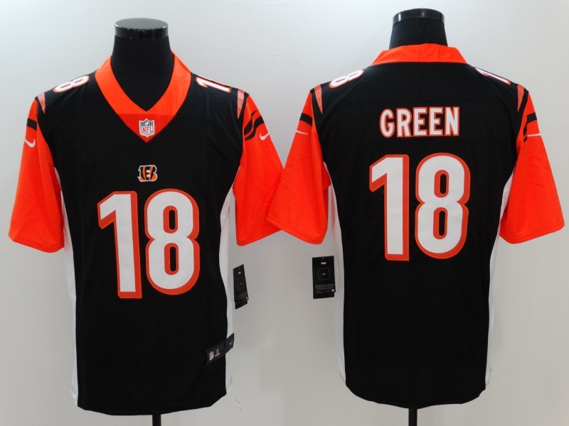 Custom Bengals 18 A.J. Green Black Color Rush Limited Jersey