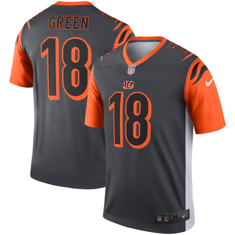 Custom Bengals 18 A.J. Green Black Inverted Legend Jersey