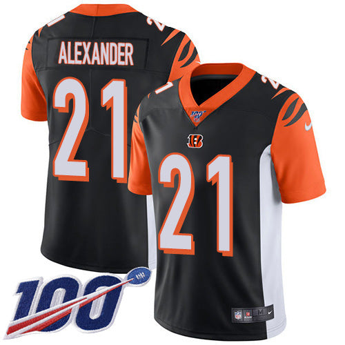 Custom Bengals #21 Mackensie Alexander Black Team Color Men’s Stitched NFL 100th Season Vapor Untouchable Limited Jersey