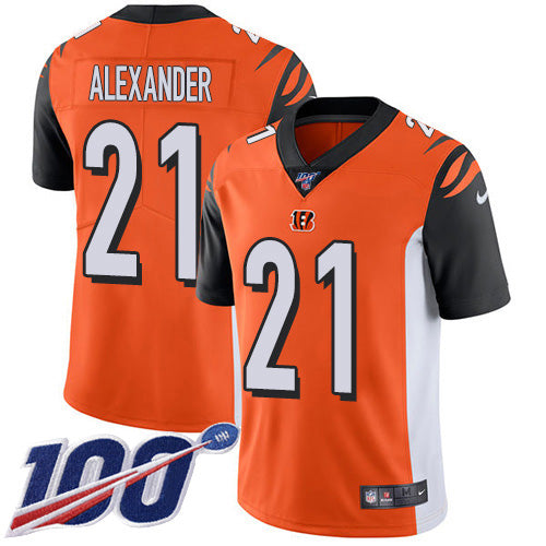 Custom Bengals #21 Mackensie Alexander Orange Alternate Men’s Stitched NFL 100th Season Vapor Untouchable Limited Jersey
