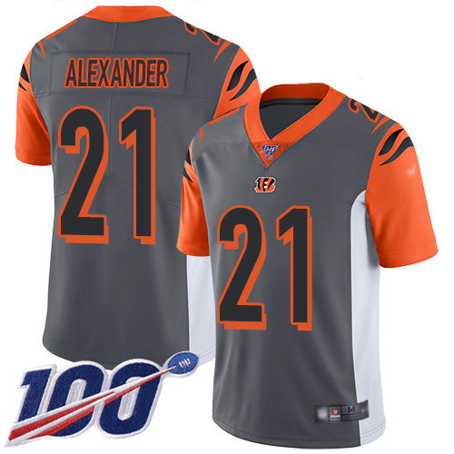 Custom Bengals #21 Mackensie Alexander Silver Men’s Stitched NFL Limited Inverted Legend 100th Season Jersey