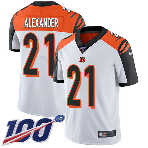 Custom Bengals #21 Mackensie Alexander White Men’s Stitched NFL 100th Season Vapor Untouchable Limited Jersey