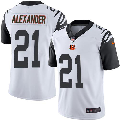 Custom Bengals #21 Mackensie Alexander White Men’s Stitched NFL Limited Rush Jersey