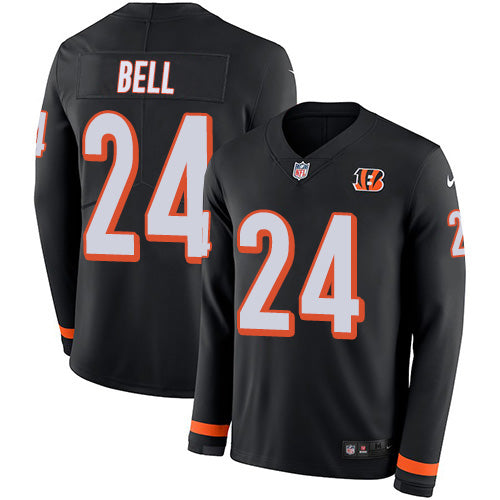 Custom Bengals #24 Vonn Bell Black Team Color Men’s Stitched NFL Limited Therma Long Sleeve Jersey