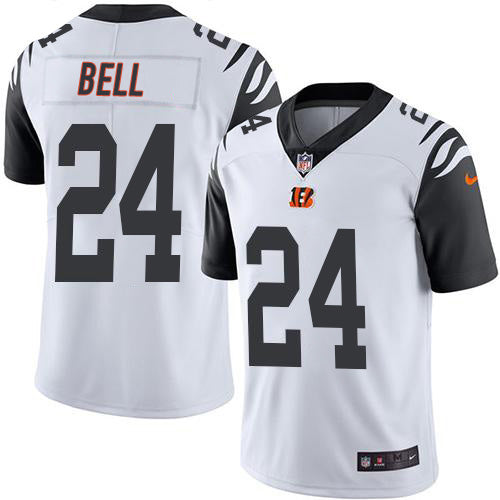 Custom Bengals #24 Vonn Bell White Men’s Stitched NFL Limited Rush Jersey