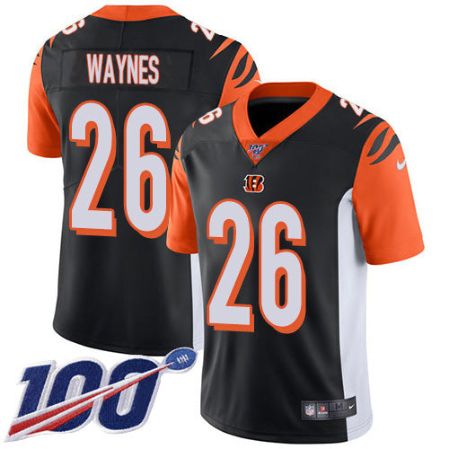Custom Bengals #26 Trae Waynes Black Team Color Men’s Stitched NFL 100th Season Vapor Untouchable Limited Jersey