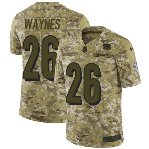Custom Bengals #26 Trae Waynes Camo Men’s Stitched NFL Limited 2018 Salute To Service Jersey