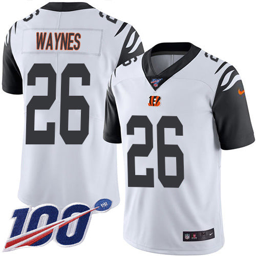 Custom Bengals #26 Trae Waynes White Men’s Stitched NFL Limited Rush 100th Season Jersey
