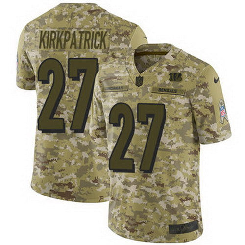 Custom Bengals #27 Dre Kirkpatrick Camo Youth Stitched NFL Limited 2018 Salute to Service Jersey