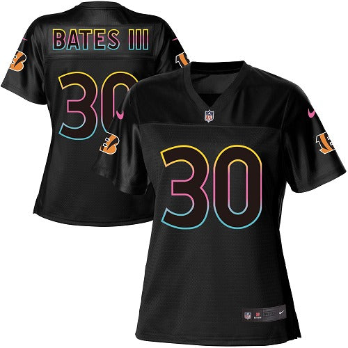 Custom Bengals #30 Jessie Bates III Black Women’s NFL Fashion Game Jersey