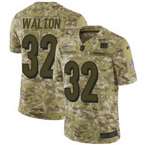 Custom Bengals #32 Mark Walton Camo Men’s Stitched NFL Limited 2018 Salute To Service Jersey