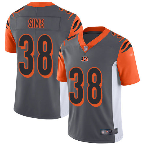 Custom Bengals #38 LeShaun Sims Silver Men’s Stitched NFL Limited Inverted Legend Jersey