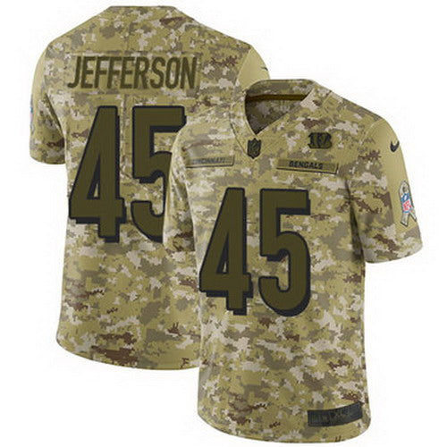 Custom Bengals #45 Malik Jefferson Camo Men’s Stitched NFL Limited 2018 Salute To Service Jersey