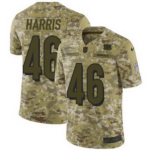 Custom Bengals #46 Clark Harris Camo Men’s Stitched NFL Limited 2018 Salute To Service Jersey