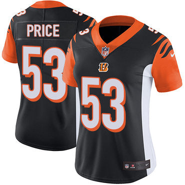 Custom Bengals #53 Billy Price Black Team Color Women’s Stitched NFL Vapor Untouchable Limited Jersey