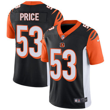 Custom Bengals #53 Billy Price Black Team Color Youth Stitched NFL Vapor Untouchable Limited Jersey