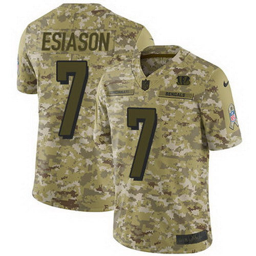 Custom Bengals #7 Boomer Esiason Camo Youth Stitched NFL Limited 2018 Salute to Service Jersey