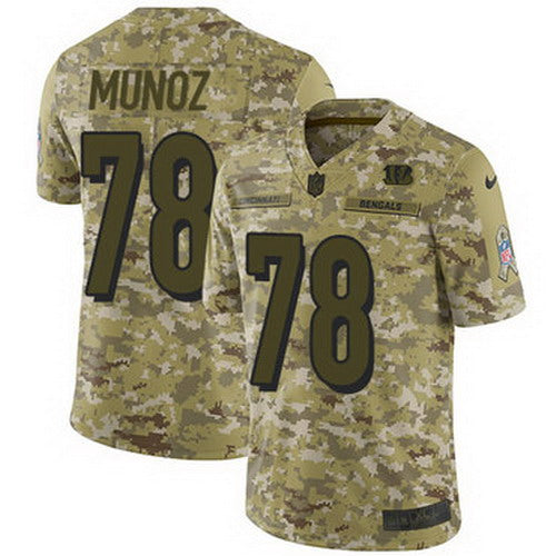 Custom Bengals #78 Anthony Munoz Camo Men’s Stitched NFL Limited 2018 Salute To Service Jersey