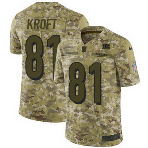 Custom Bengals #81 Tyler Kroft Camo Men’s Stitched NFL Limited 2018 Salute To Service Jersey