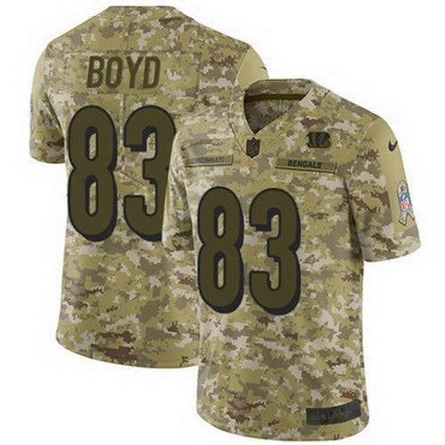 Custom Bengals #83 Tyler Boyd Camo Men’s Stitched NFL Limited 2018 Salute To Service Jersey