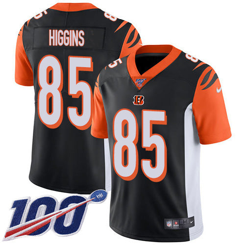 Custom Bengals #85 Tee Higgins Black Team Color Men’s Stitched NFL 100th Season Vapor Untouchable Limited Jersey