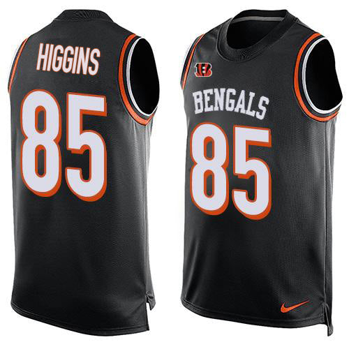 Custom Bengals #85 Tee Higgins Black Team Color Men’s Stitched NFL Limited Tank Top Jersey