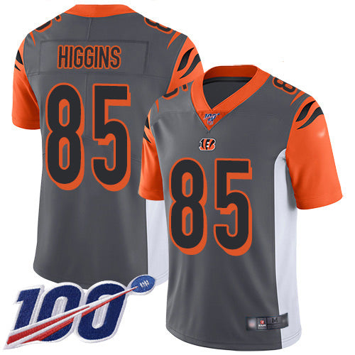 Custom Bengals #85 Tee Higgins Silver Men’s Stitched NFL Limited Inverted Legend 100th Season Jersey