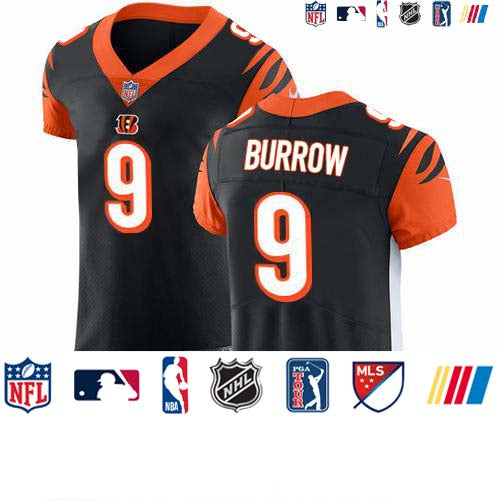 Custom Bengals #9 Joe Burrow Black Team Color Men’s Stitched NFL Vapor Untouchable Elite Jersey