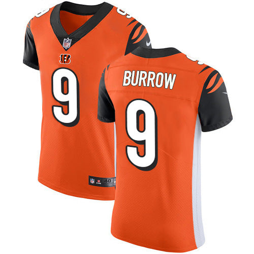 Custom Bengals #9 Joe Burrow Orange Alternate Men’s Stitched NFL New Elite Jersey