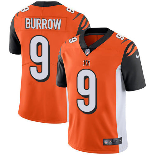 Custom Bengals #9 Joe Burrow Orange Alternate Men’s Stitched NFL Vapor Untouchable Limited Jersey