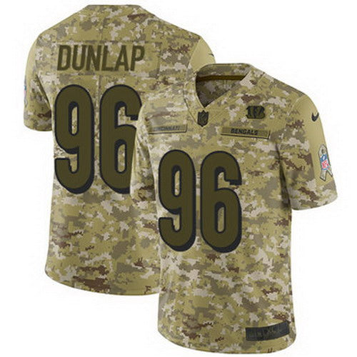 Custom Bengals #96 Carlos Dunlap Camo Youth Stitched NFL Limited 2018 Salute to Service Jersey