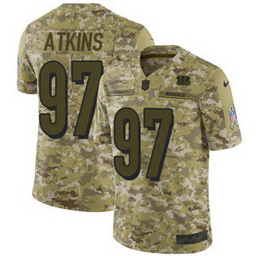 Custom Bengals #97 Geno Atkins Camo Men’s Stitched NFL Limited 2018 Salute To Service Jersey