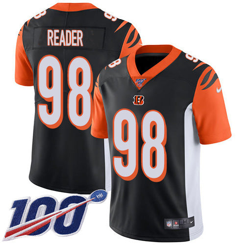 Custom Bengals #98 D.J. Reader Black Team Color Men’s Stitched NFL 100th Season Vapor Untouchable Limited Jersey
