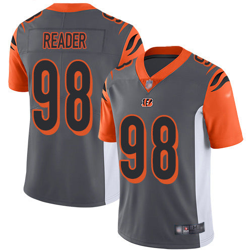 Custom Bengals #98 D.J. Reader Silver Men’s Stitched NFL Limited Inverted Legend Jersey