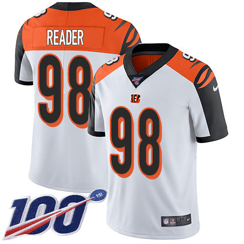 Custom Bengals #98 D.J. Reader White Men’s Stitched NFL 100th Season Vapor Untouchable Limited Jersey