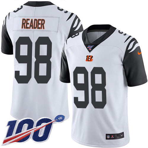 Custom Bengals #98 D.J. Reader White Men’s Stitched NFL Limited Rush 100th Season Jersey