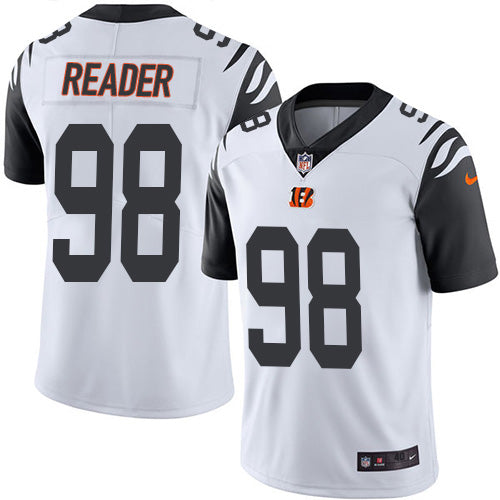 Custom Bengals #98 D.J. Reader White Men’s Stitched NFL Limited Rush Jersey