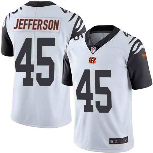 Custom Bengals 45 Malik Jefferson White Color Rush Limited Jersey