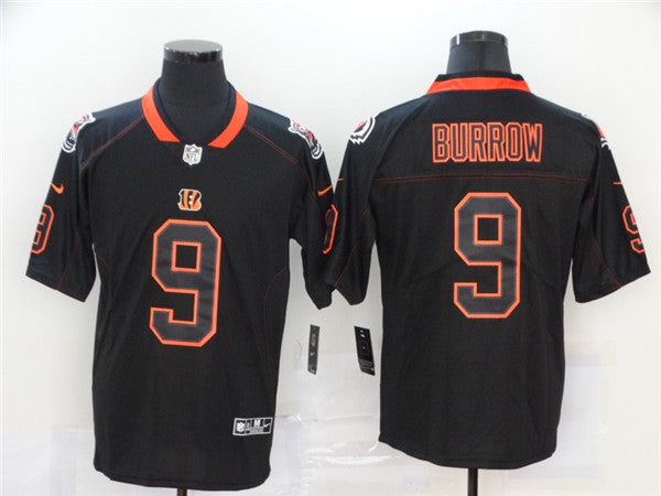 Custom Bengals 9 Joe Burrow Black Shadow Legend Limited Jersey