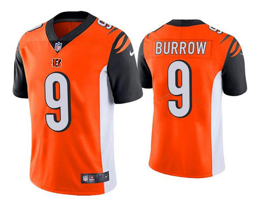 Custom Bengals 9 Joe Burrow Orange Black 2020 NFL Draft First Round Pick Vapor Untouchable Limited Jersey