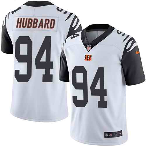 Custom Bengals 94 Sam Hubbard White Color Rush Limited Jersey
