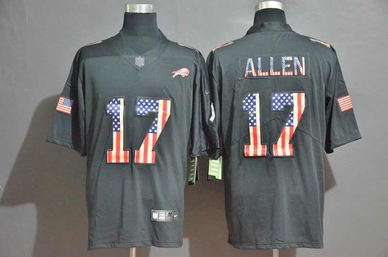 Custom Bills 17 Josh Allen 2019 Salute To Service USA Flag Fashion Limited Jersey