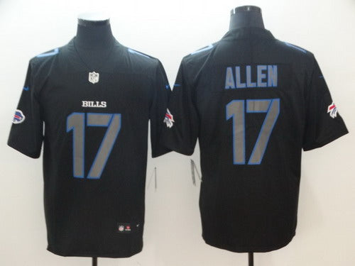 Custom Bills 17 Josh Allen Black Impact Rush Limited Jersey