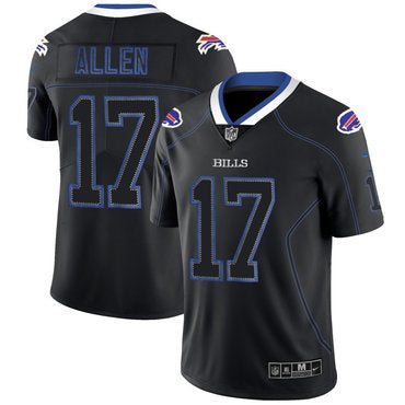Custom Bills 17 Josh Allen Black Shadow Legend Limited Jersey