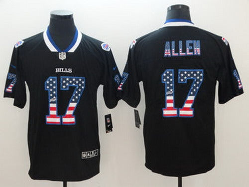 Custom Bills 17 Josh Allen Black USA Flag Fashion Limited Jersey
